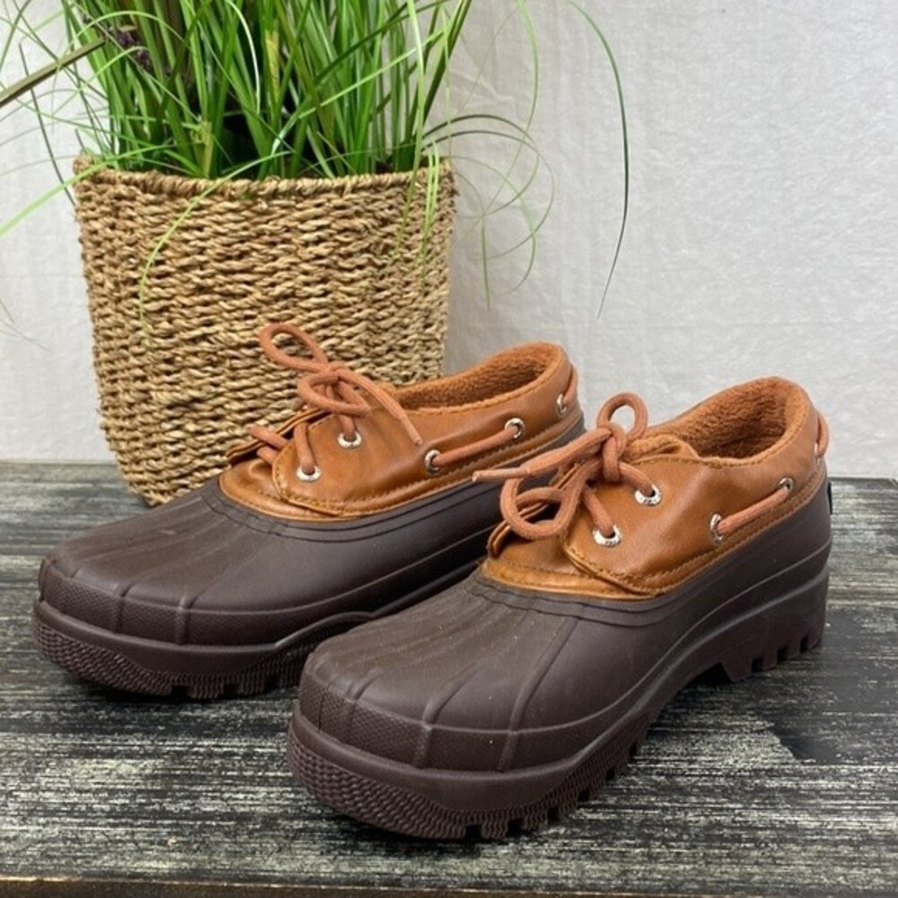 Sperry Leather Brown Two Tone Heron Seal Duck Rain Ankle‎ Boots 7.5